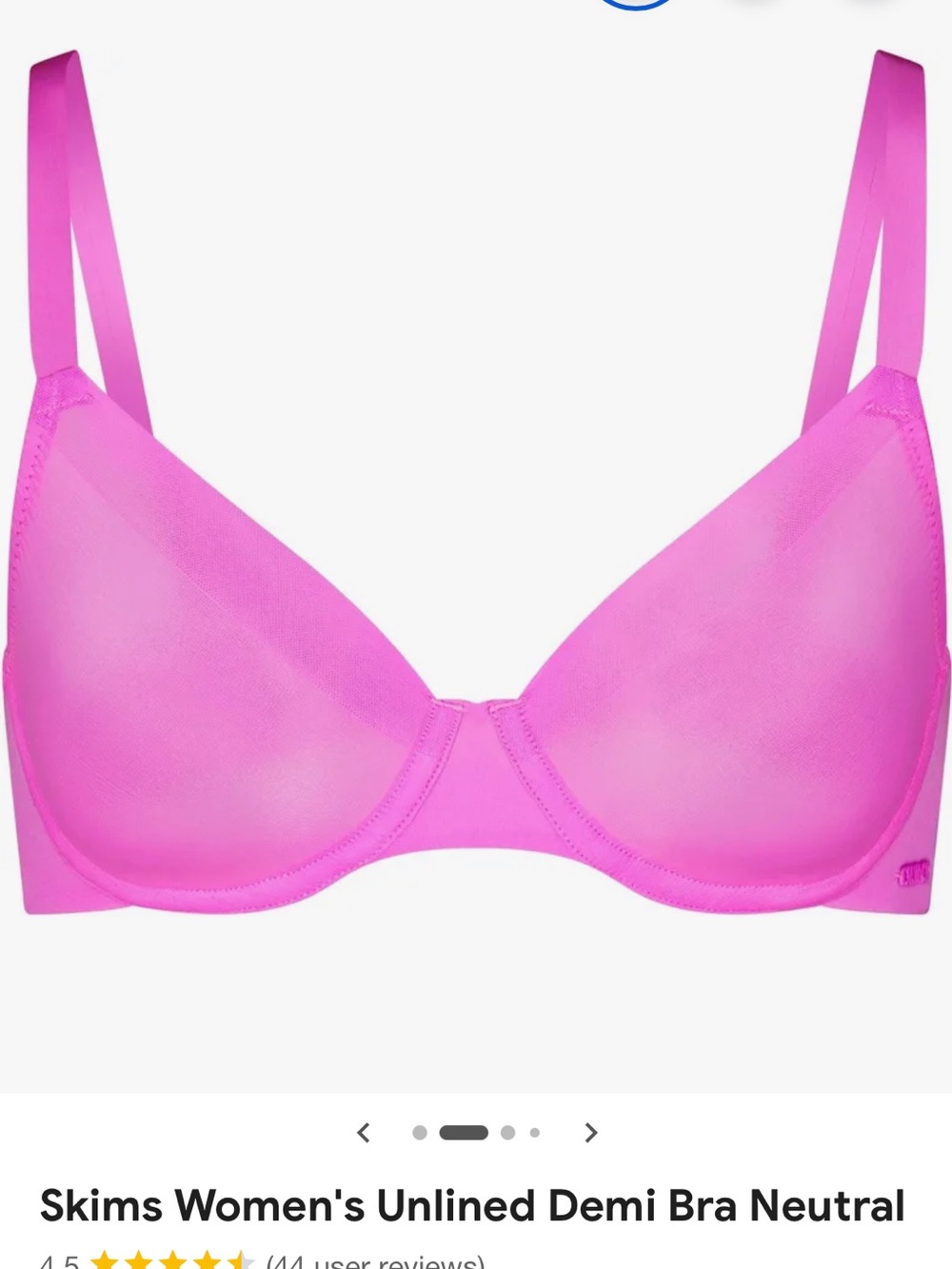 SKIMS No Show Molded Unlined Demi Sheer Bra Pink 44A-44C NWT!!